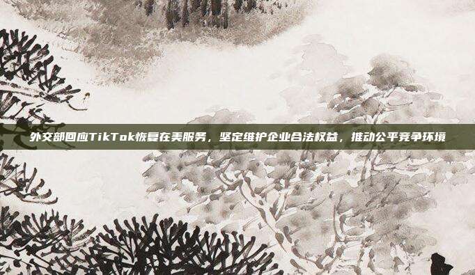 外交部回应TikTok恢复在美服务，坚定维护企业合法权益，推动公平竞争环境